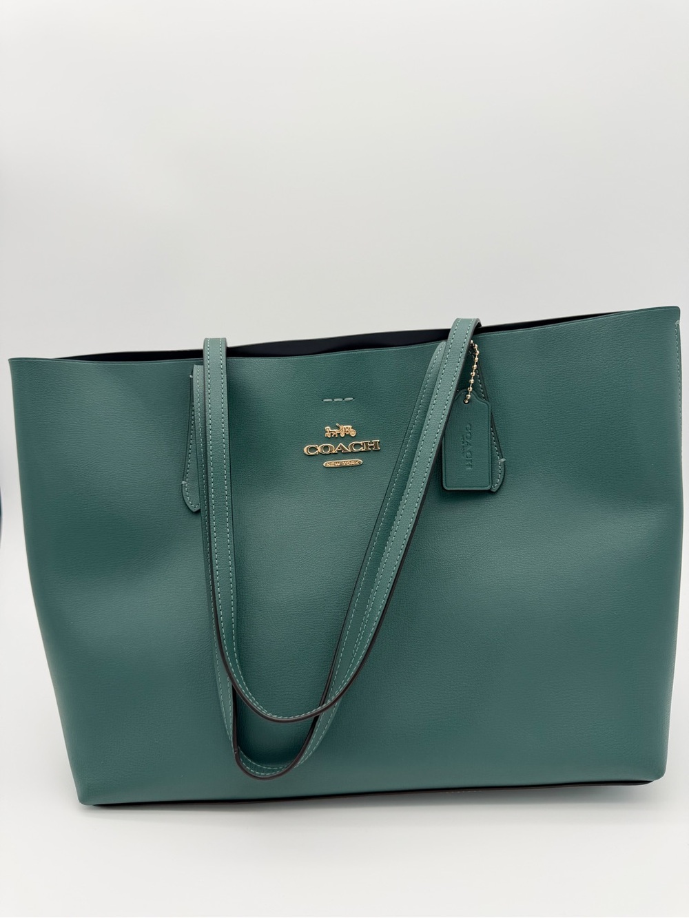 Coach Tote Venue Teal Green Leather Gold Hardware 31535